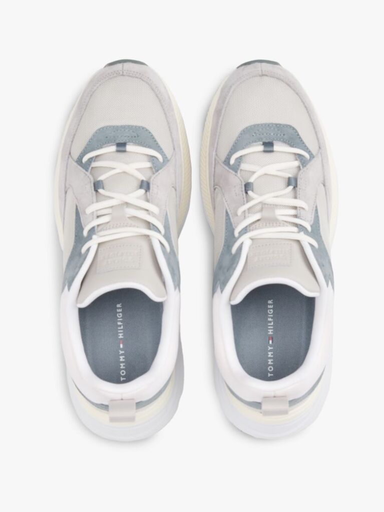 Grey Contrast Texture Modern Runner Trainers  Men