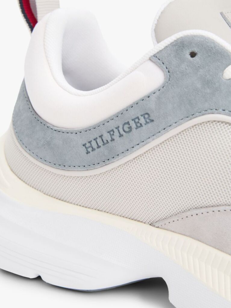 Grey Contrast Texture Modern Runner Trainers  Men