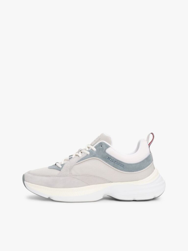 Grey Contrast Texture Modern Runner Trainers  Men