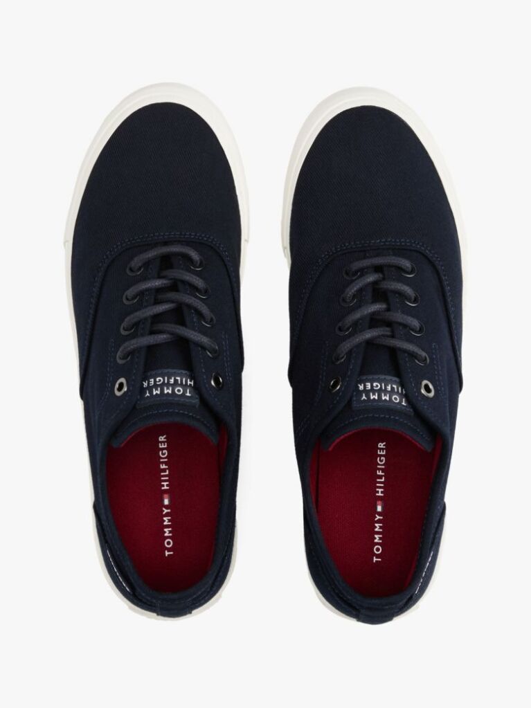 Blue Canvas Embossed Logo Trainers  Men