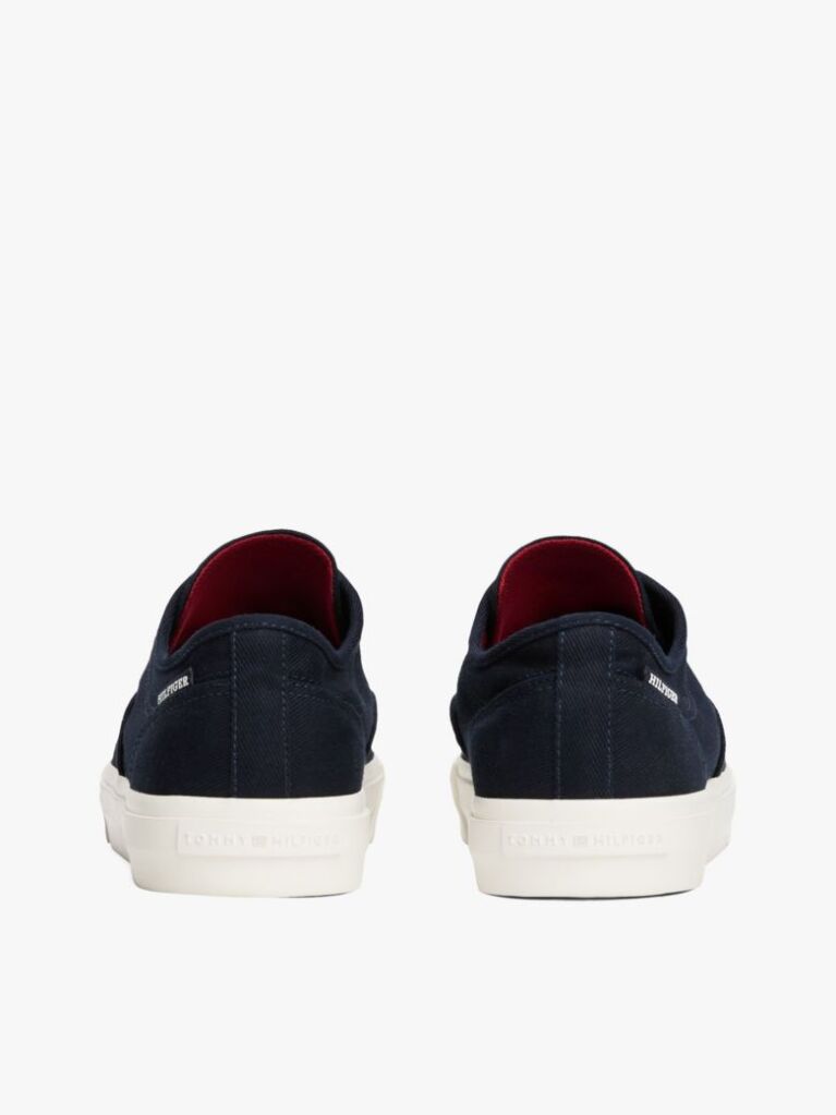 Blue Canvas Embossed Logo Trainers  Men