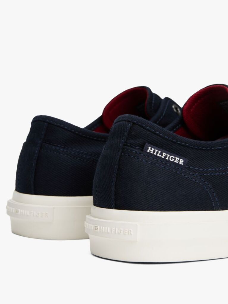 Blue Canvas Embossed Logo Trainers  Men