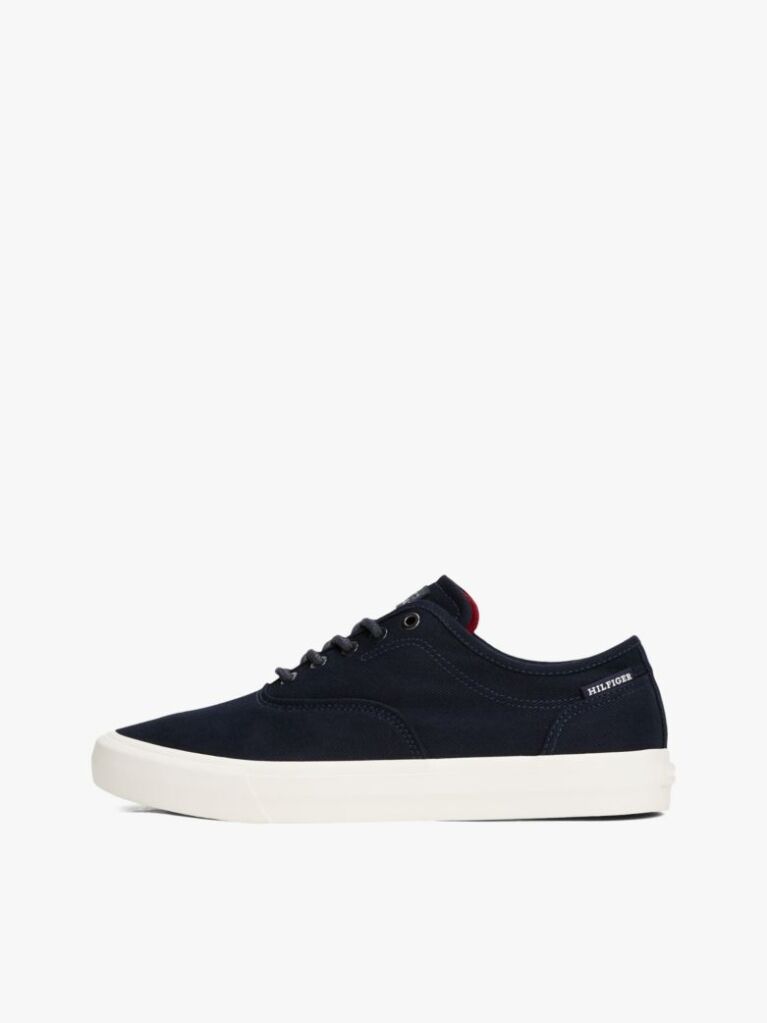 Blue Canvas Embossed Logo Trainers  Men
