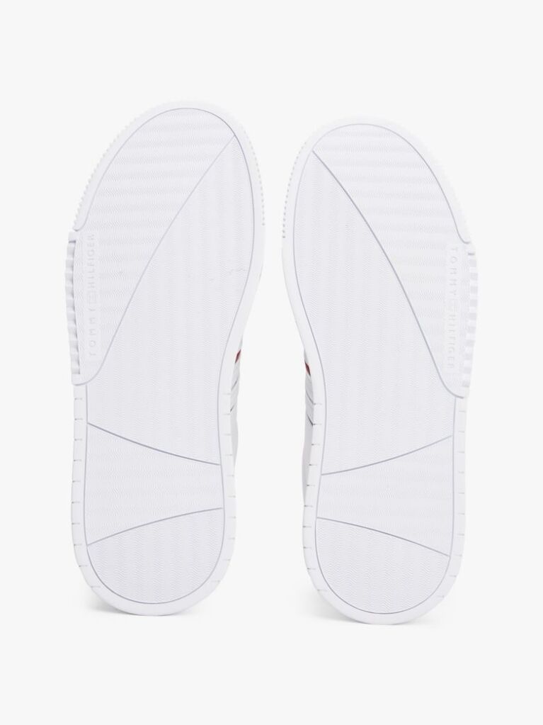 White Leather Debossed Logo Trainers  Men