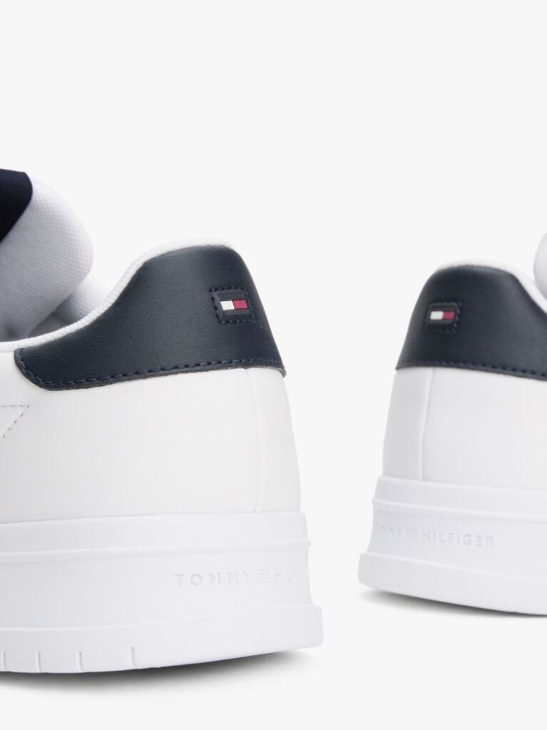 White Leather Debossed Logo Trainers  Men