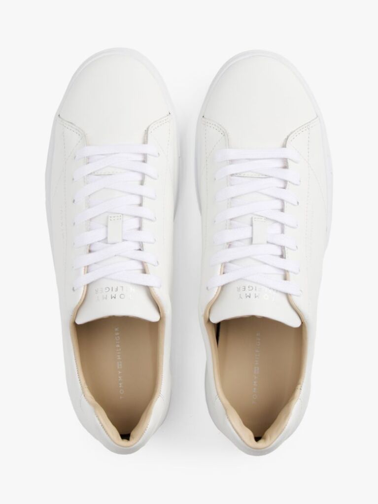 White Leather Cupsole Trainers  Men