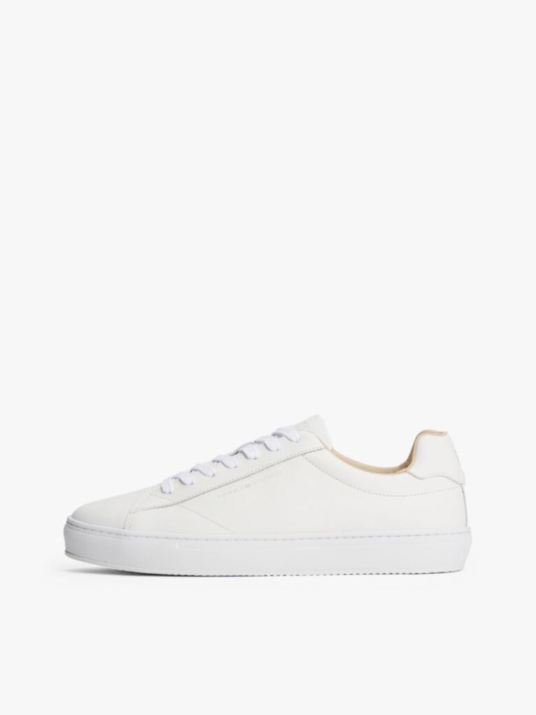 White Leather Cupsole Trainers  Men