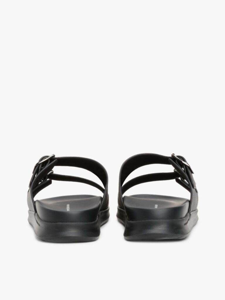 Black Leather Buckle Strap Sandals  Men