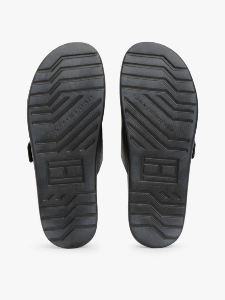 Black Leather Buckle Strap Sandals  Men