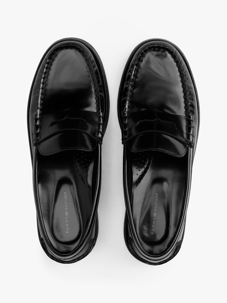 Negru Loaferi Din Piele Cu Logo Embosat  Barbati