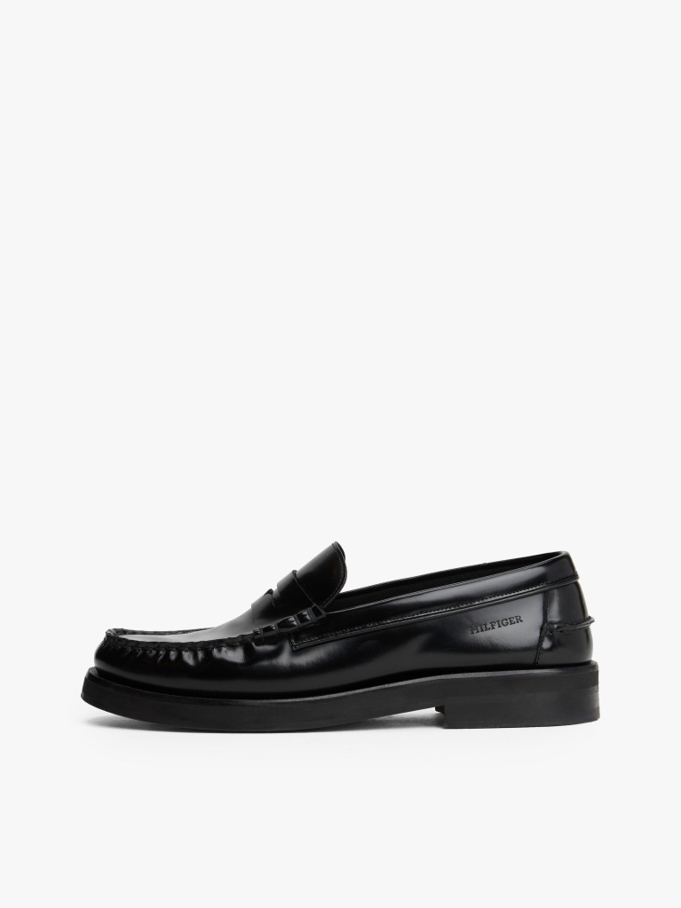 Negru Loaferi Din Piele Cu Logo Embosat  Barbati