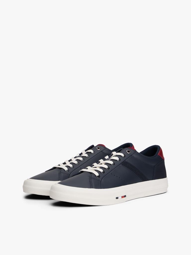 Blue Sneakers Din Piele Cu Texturi Mixte  Barbati