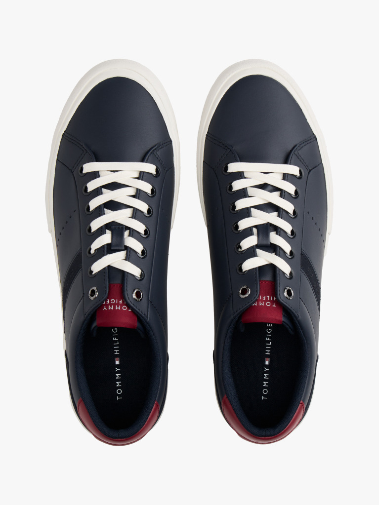 Blue Sneakers Din Piele Cu Texturi Mixte  Barbati