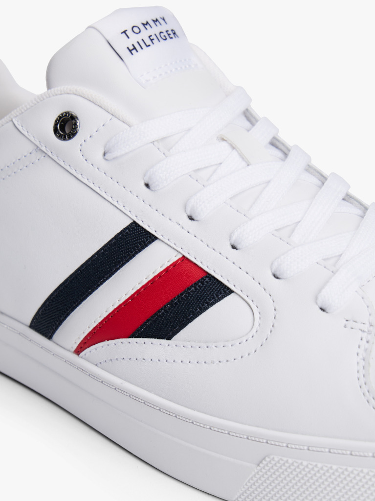 Alb Sneakers Court Icon Cu Banda Signature  Barbati