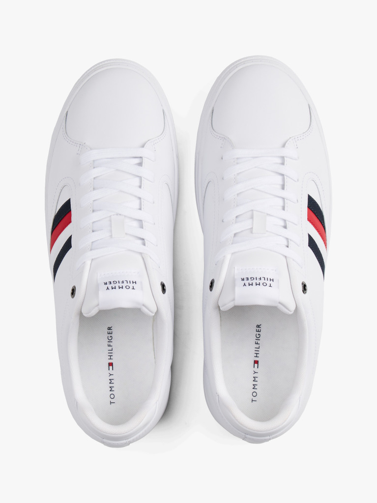 Alb Sneakers Court Icon Cu Banda Signature  Barbati