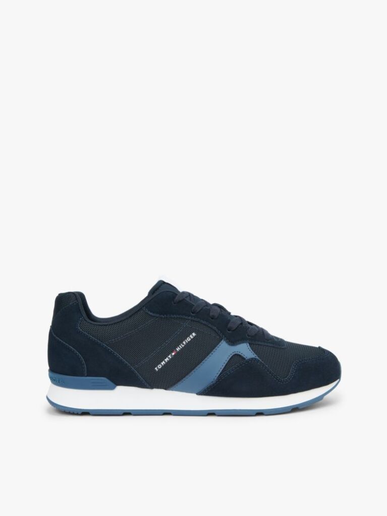Blue Adidasi Din Piele Intoarsa Cu Textura Mixta  Barbati