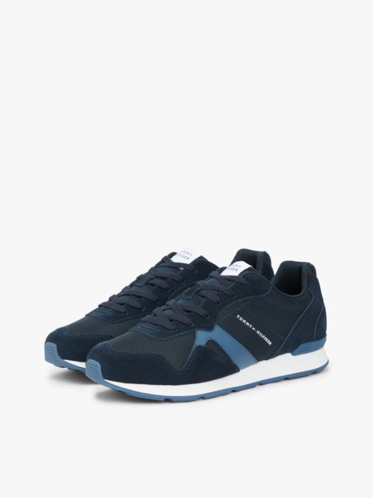 Blue Adidasi Din Piele Intoarsa Cu Textura Mixta  Barbati