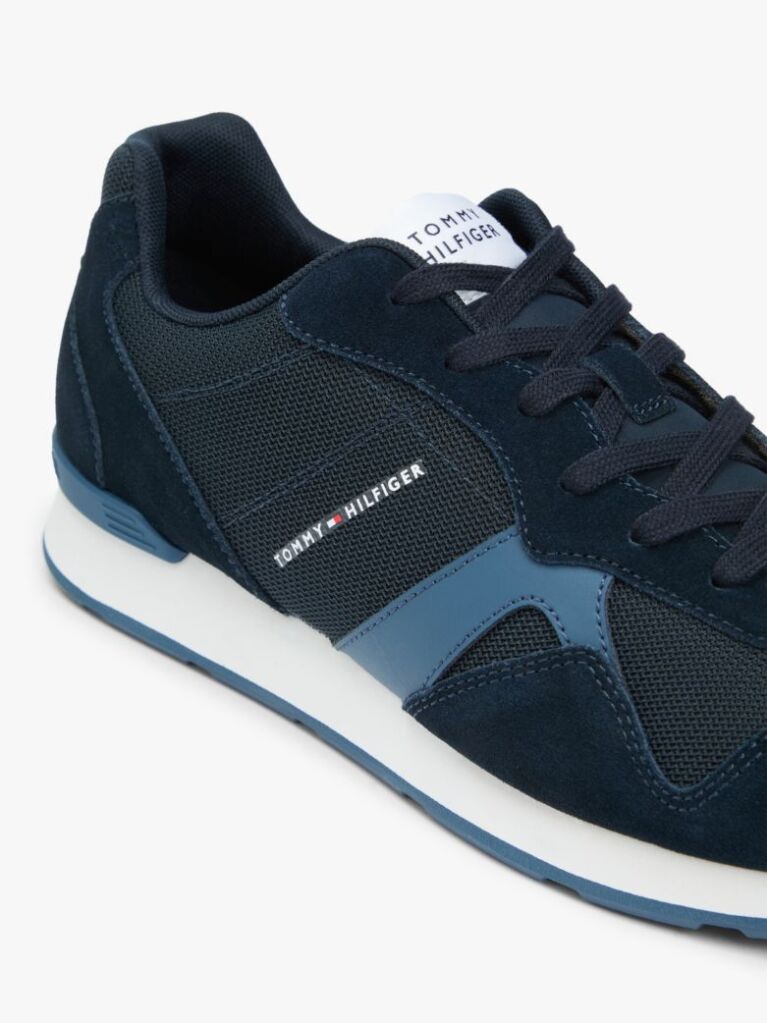 Blue Adidasi Din Piele Intoarsa Cu Textura Mixta  Barbati