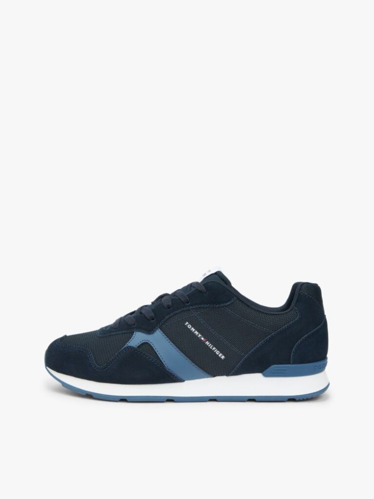Blue Adidasi Din Piele Intoarsa Cu Textura Mixta  Barbati