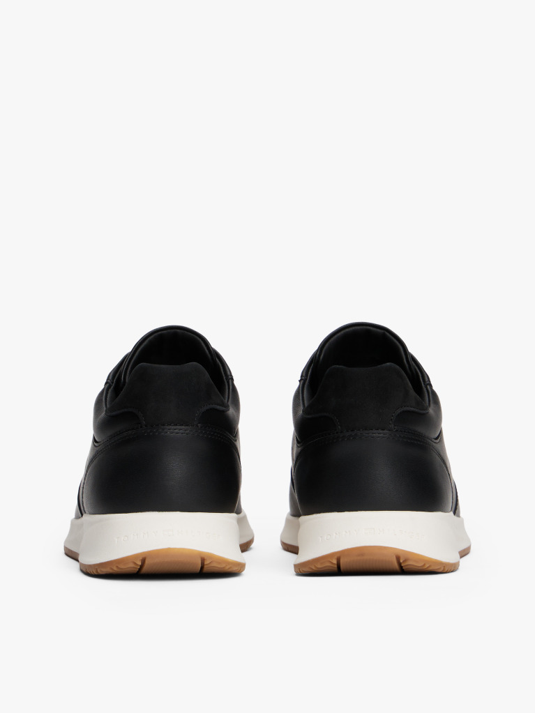 Black Leather Fine Cleat Hybrid Trainers  Men