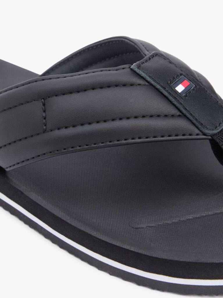 Negru Slapi Captusiti Cu Curea Si Steag  Barbati