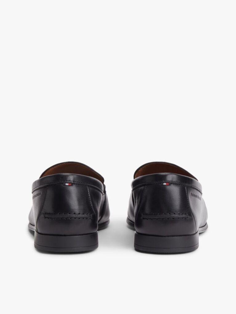 Black Logo Tassel Flexible Leather Loafers  Men