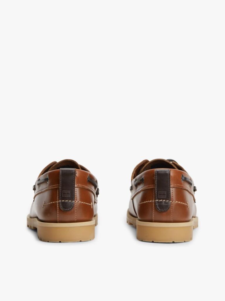 Brown Leather Braided Boat Shoes  Men
