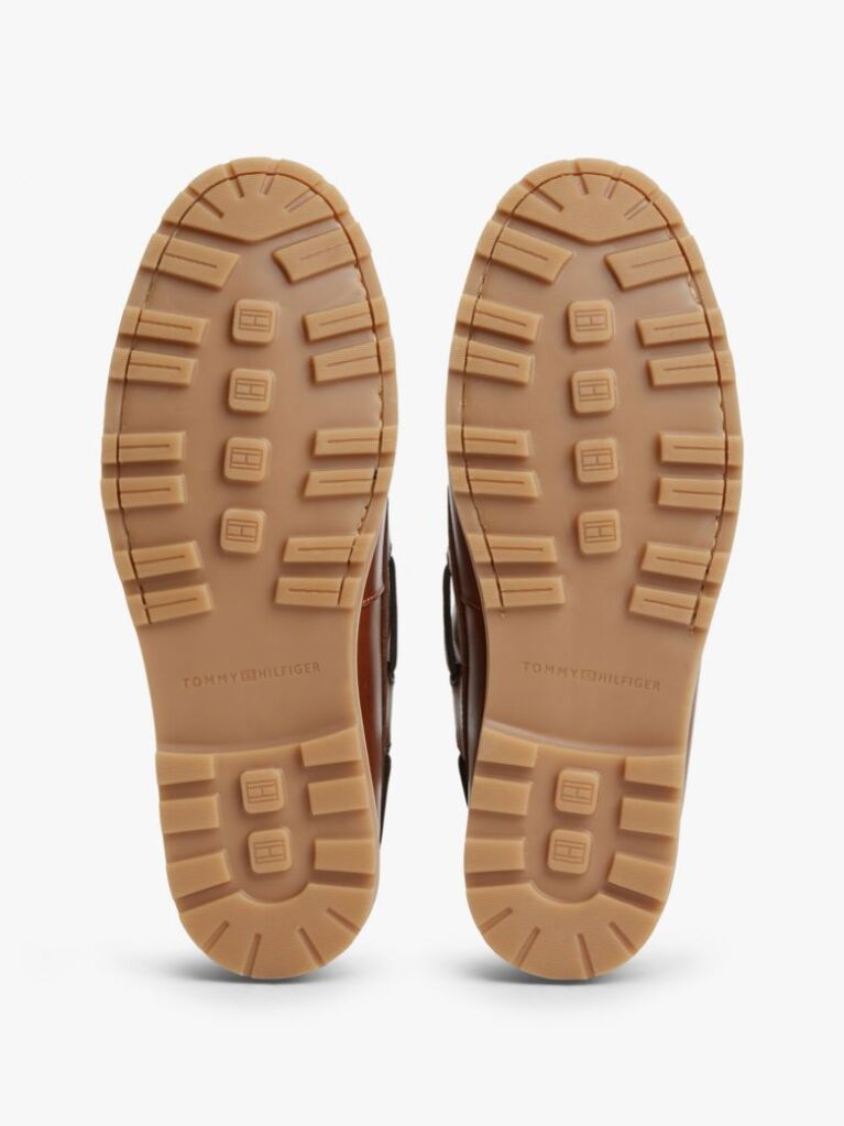 Brown Leather Braided Boat Shoes  Men