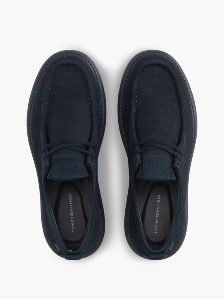 Blue Loaferi Moc Toe Din Piele Cu Sireturi  Barbati