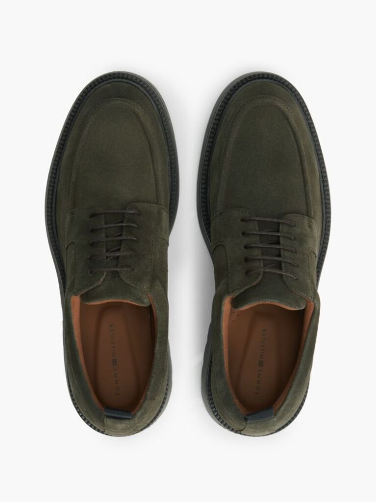 Verde Loaferi Derby Din Suede Cu Sireturi  Barbati