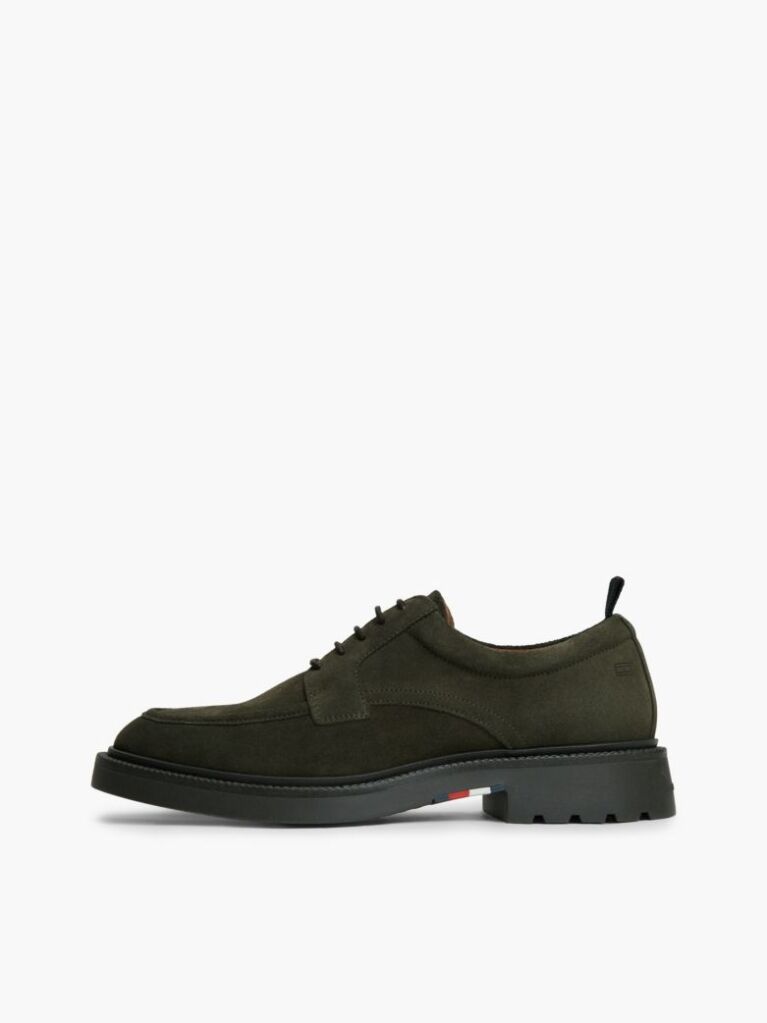 Verde Loaferi Derby Din Suede Cu Sireturi  Barbati