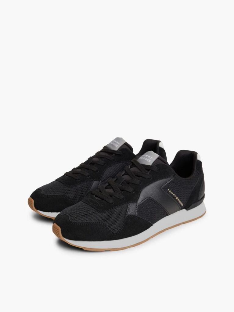 Grey Logo Mixed Texture Trainers  Men