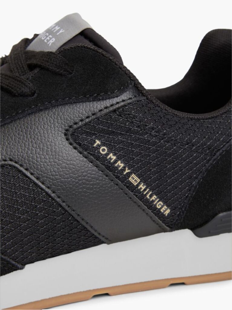 Grey Logo Mixed Texture Trainers  Men