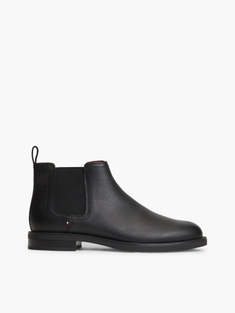 Negru Ghete Chelsea Pebble Grain Din Piele  Barbati