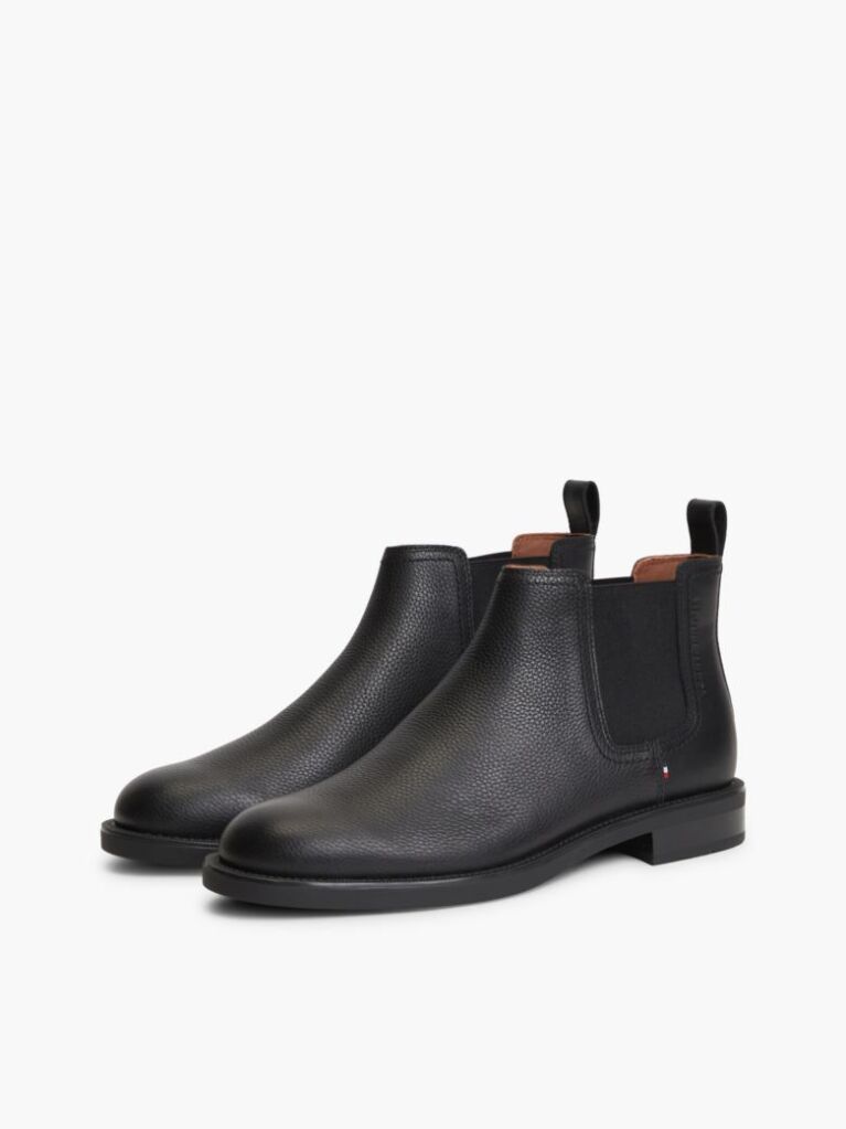 Negru Ghete Chelsea Pebble Grain Din Piele  Barbati
