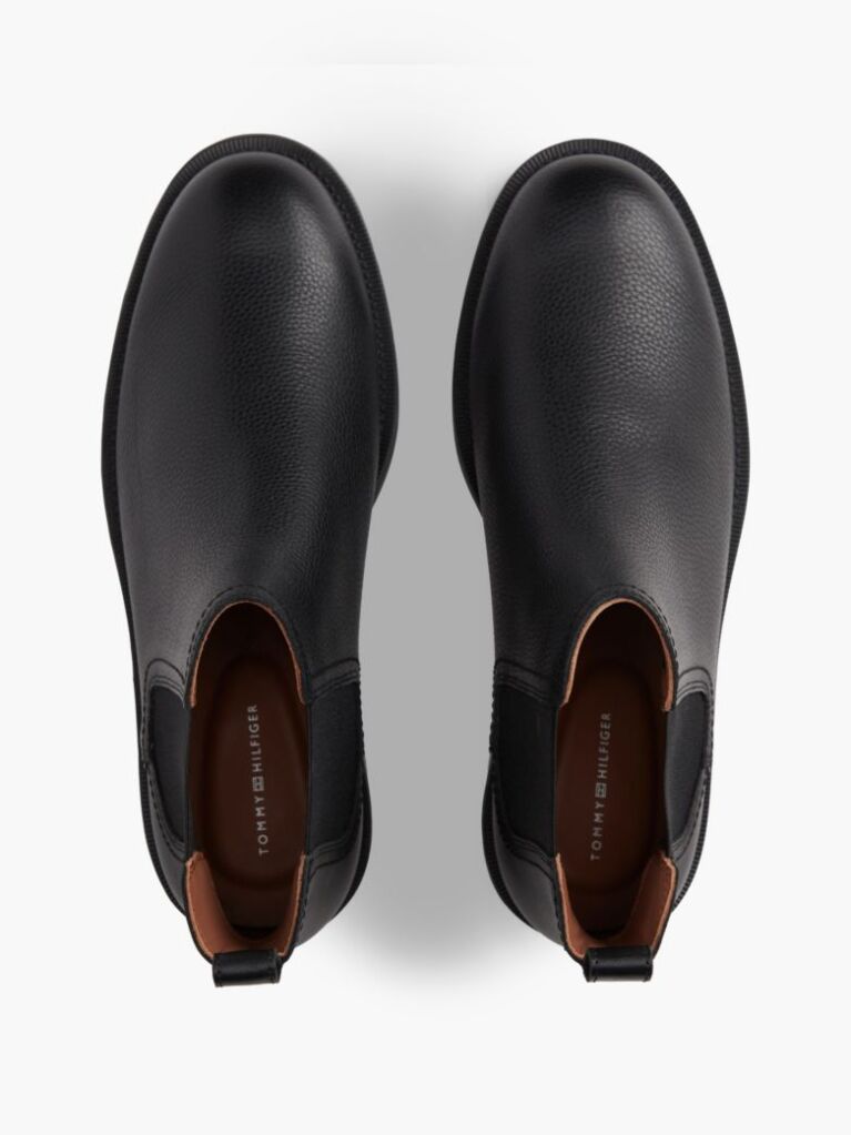 Negru Ghete Chelsea Pebble Grain Din Piele  Barbati
