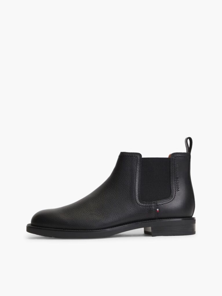 Negru Ghete Chelsea Pebble Grain Din Piele  Barbati
