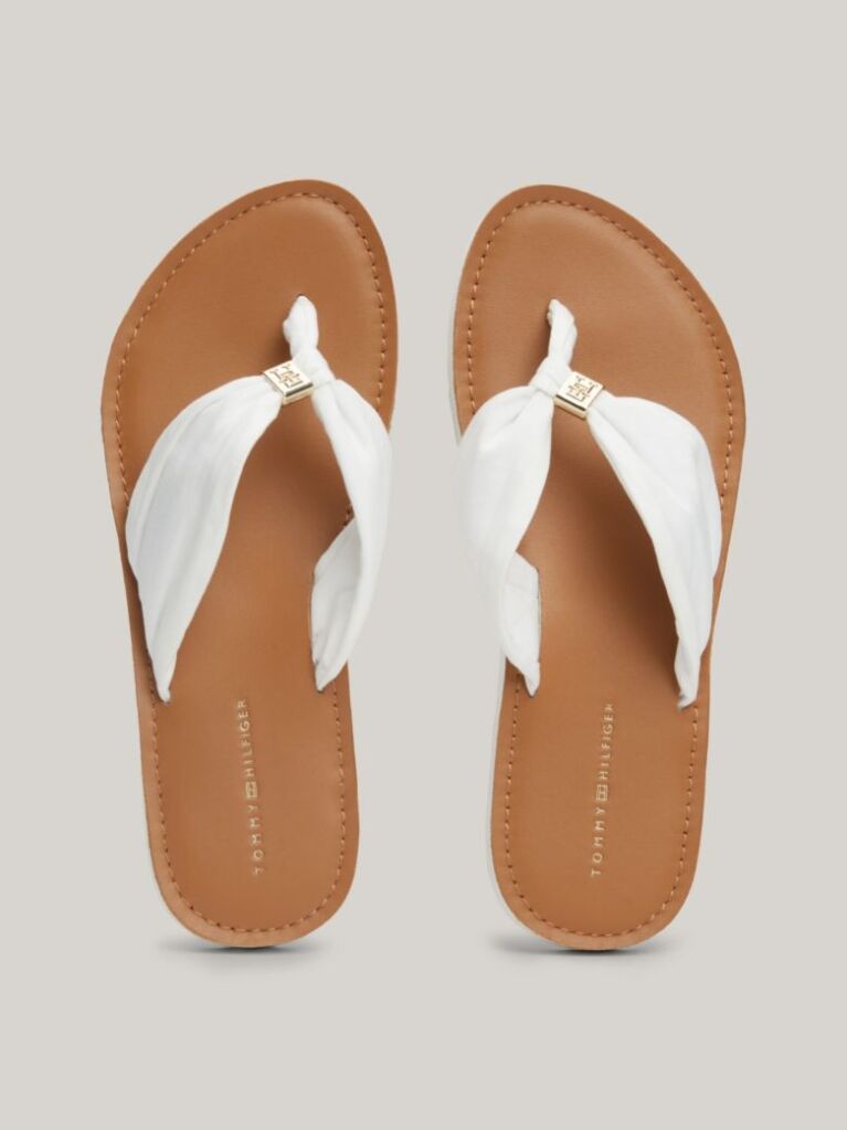 Alb Flip-Flops Cu Placa Monogram Elevated  Femei