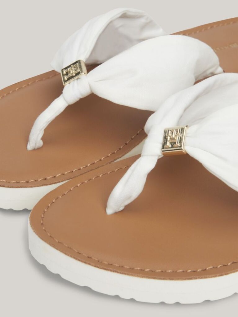 Alb Flip-Flops Cu Placa Monogram Elevated  Femei
