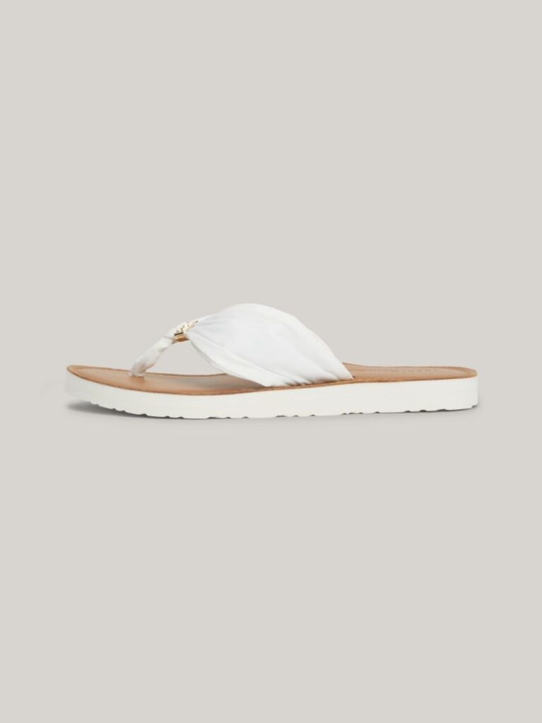 Alb Flip-Flops Cu Placa Monogram Elevated  Femei