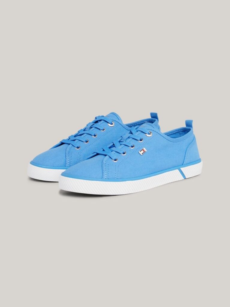 Blue Pantofi Sport Din Panza Cu Decorata Cu Emblema   Femei