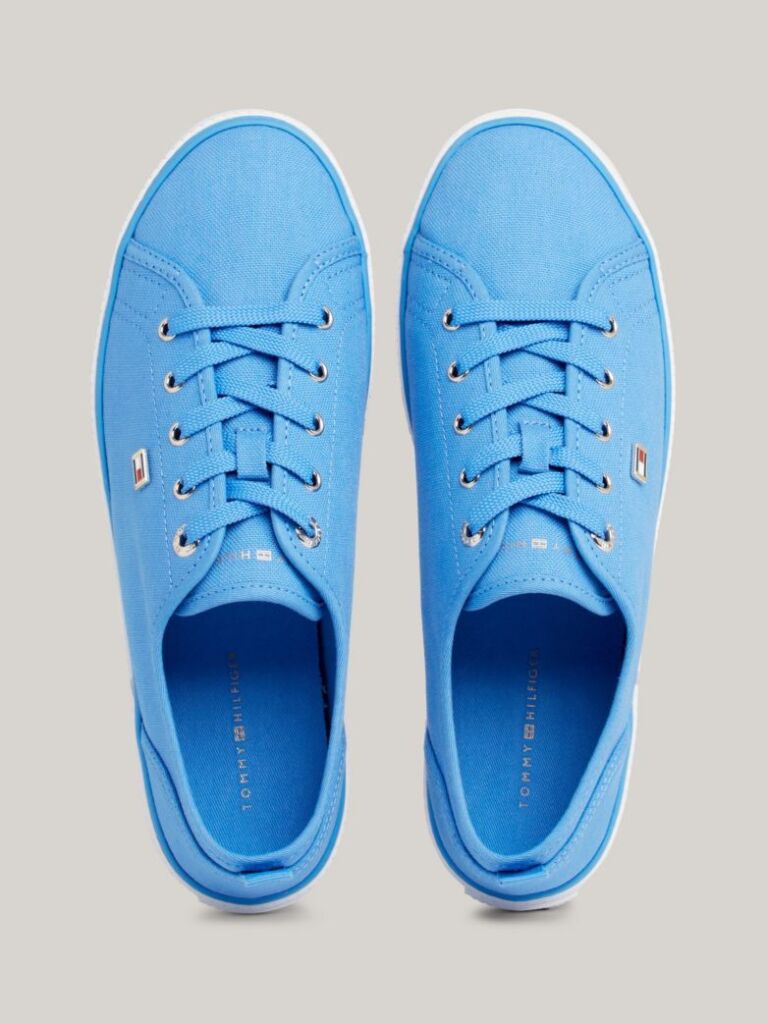 Blue Pantofi Sport Din Panza Cu Decorata Cu Emblema   Femei