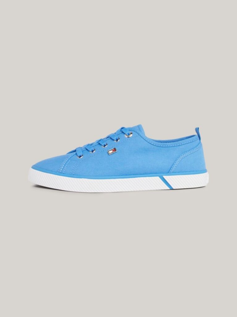 Blue Pantofi Sport Din Panza Cu Decorata Cu Emblema   Femei