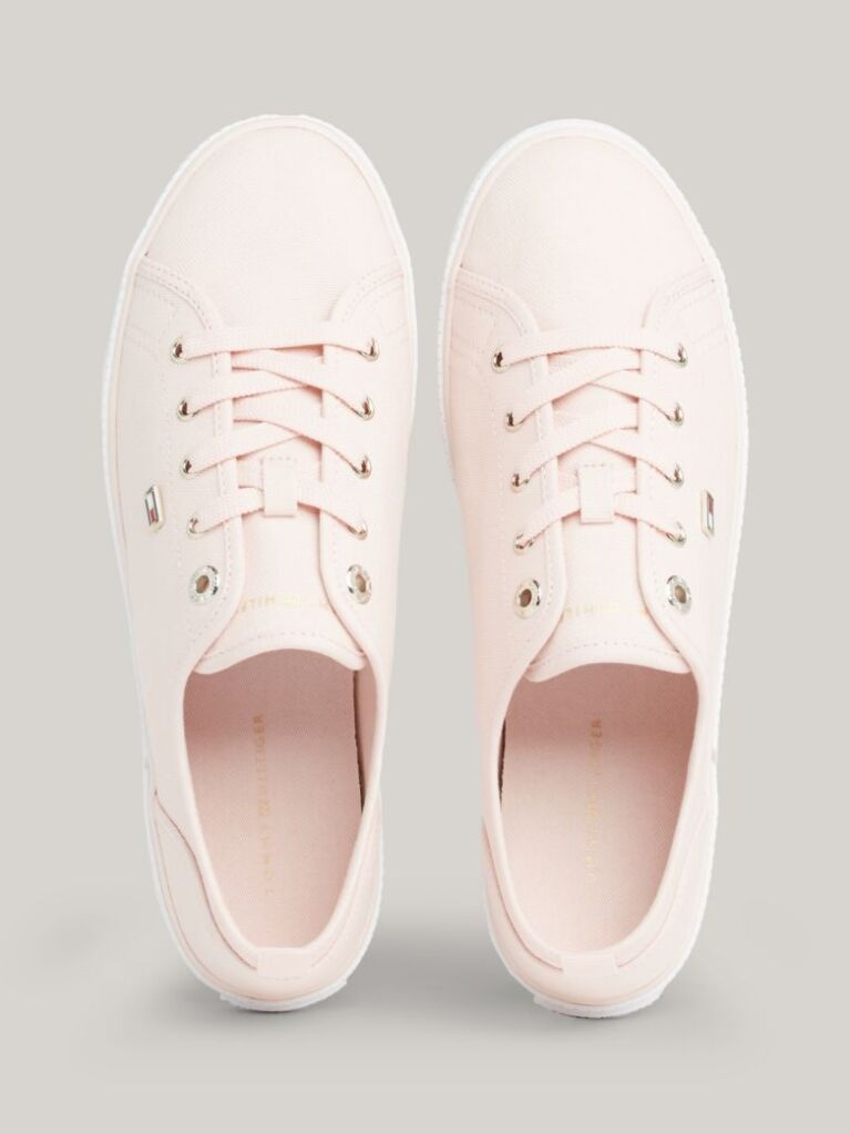 Pink Enamel Flag Canvas Trainers  Women