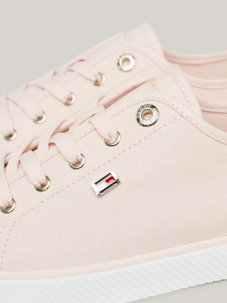 Pink Enamel Flag Canvas Trainers  Women