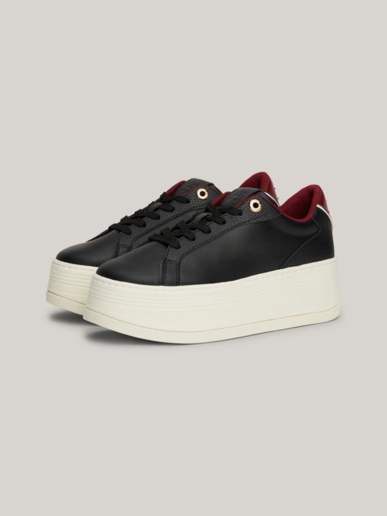 Black TH Monogram Leather Platform Trainers  Women