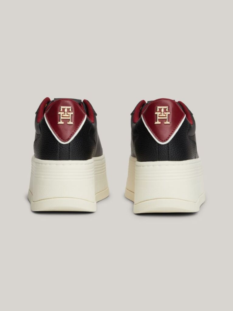Black TH Monogram Leather Platform Trainers  Women