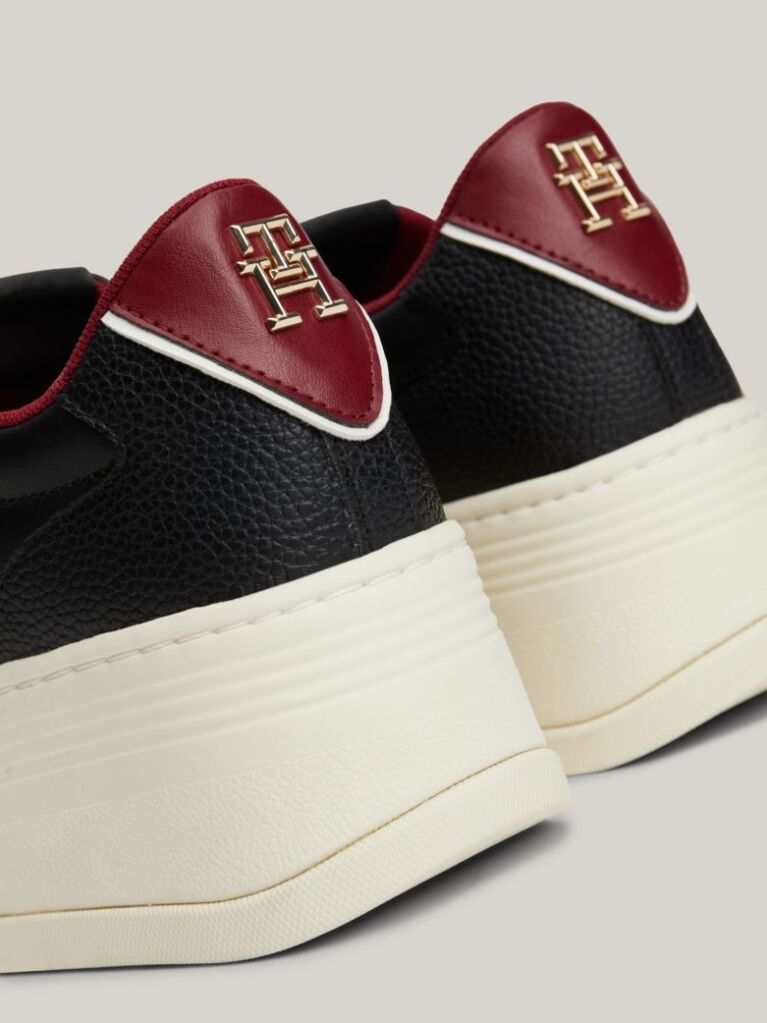 Black TH Monogram Leather Platform Trainers  Women