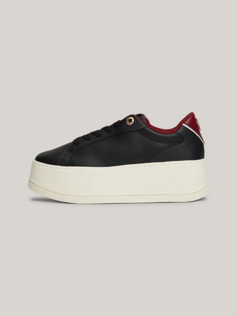 Black TH Monogram Leather Platform Trainers  Women