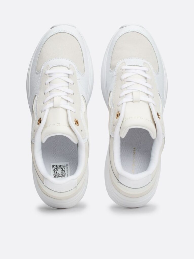 Alb Pantofi Sport Cu Textura Mixta Chuncky Runner  Femei